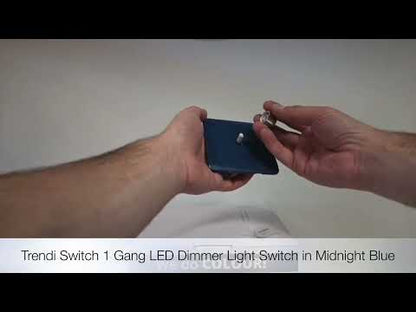 Trendi 1 Gang 2 Way 240V 100w LED Dimmer Screwless Raised Front Plate Plastic Artistic Modern Glossy 10 Amp Chrome Single Electrical Wall Light Switch in Midnight Blue - ART-LDMMD