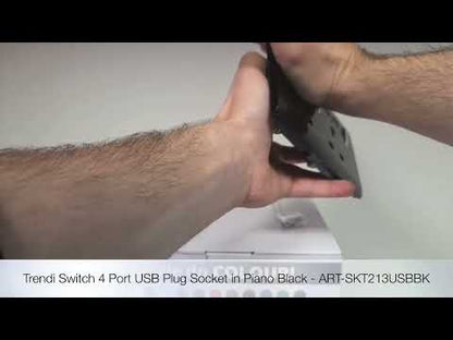 Trendi Switch 2 Gang 4 Port USB 2100mA Plug Socket in Piano Black