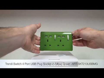 Trendi Switch 2 Gang 4 Port USB 2100mA Plug Socket in Moss Green
