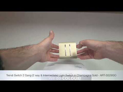 Trendi Switch 2 Gang Rocker Light Switch (1x 1 or 2 way & 1x Intermediate)in Champagne Gold