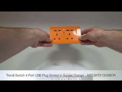 Trendi Switch 2 Gang 4 Port USB 2100mA Plug Socket in Sunset Orange