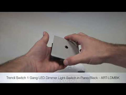 Trendi 1 Gang 2 Way 240V 100w LED Dimmer Screwless Raised Front Plate Plastic Artistic Modern Glossy 10 Amp Chrome Single Electrical Wall Light Switch in Piano Black - ART-LDMBK