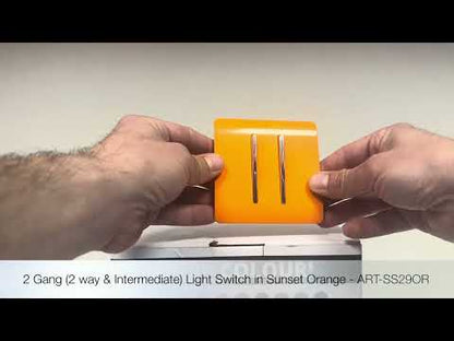 Trendi Switch 2 Gang Rocker Light Switch (1x 1 or 2 way & 1x Intermediate)in Sunset Orange